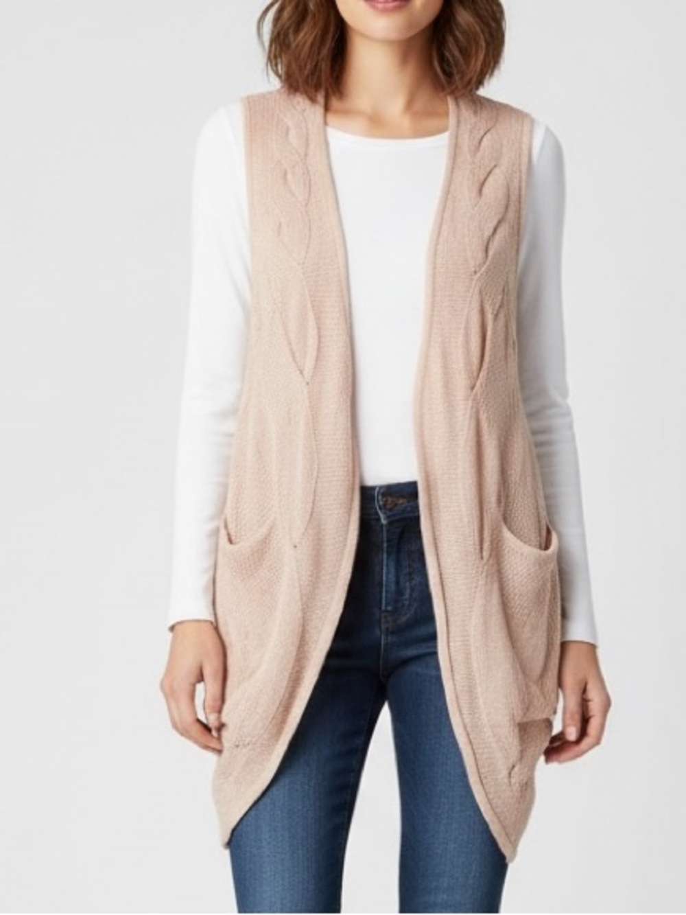 L.A.M.B. | Y2K 2000’s Gwen Stefani slouchy knit boho long vest cream cardigan
